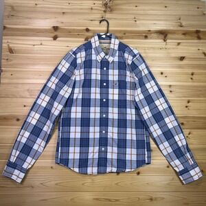 Hollister Shirt Mens XL Blue Plaid Long Sleeve Button Down Collared Shirt